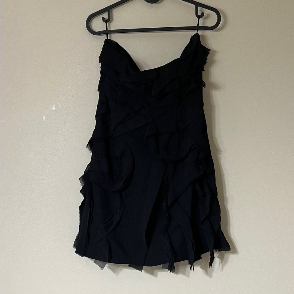 NWT Zara Black Layered Ruffle Strapless Dress - Picture 5 of 5